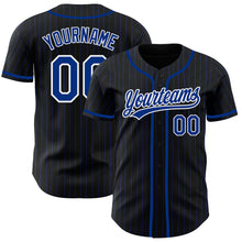 Load image into Gallery viewer, Custom Black Royal Pinstripe Royal-White Authentic Baseball Jersey