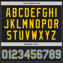 Load image into Gallery viewer, Custom Black Yellow Pinstripe Light Blue Authentic Baseball Jersey