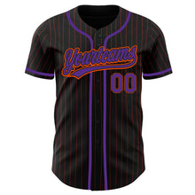 Load image into Gallery viewer, Custom Black Orange Pinstripe Purple Authentic Baseball Jersey