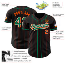 Load image into Gallery viewer, Custom Black Orange Pinstripe Kelly Green-White Authentic Baseball Jersey