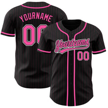 Load image into Gallery viewer, Custom Black Pink Pinstripe Pink-White Authentic Baseball Jersey