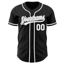 Загрузить изображение в средство просмотра галереи, Custom Black Gray Pinstripe White Authentic Baseball Jersey