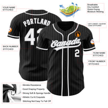 Load image into Gallery viewer, Custom Black Gray Pinstripe White Authentic Baseball Jersey
