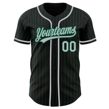 Load image into Gallery viewer, Custom Black Kelly Green Pinstripe Gray Authentic Baseball Jersey