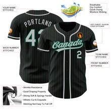 Load image into Gallery viewer, Custom Black Kelly Green Pinstripe Gray Authentic Baseball Jersey