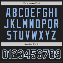 Load image into Gallery viewer, Custom Black Light Blue Pinstripe Black-White Authentic Baseball Jersey