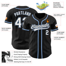 Load image into Gallery viewer, Custom Black White Pinstripe White-Light Blue Authentic Baseball Jersey