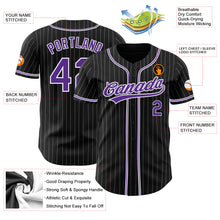Load image into Gallery viewer, Custom Black White Pinstripe Purple Authentic Baseball Jersey