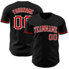 Charger l'image dans la galerie, Custom Black Red-White Authentic Baseball Jersey