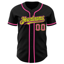 Загрузить изображение в средство просмотра галереи, Custom Black Pink-Neon Yellow Authentic Baseball Jersey