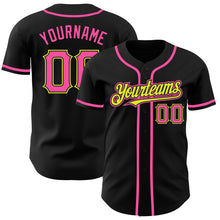 Загрузить изображение в средство просмотра галереи, Custom Black Pink-Neon Yellow Authentic Baseball Jersey