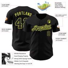 Load image into Gallery viewer, Custom Black Neon Yellow Authentic Baseball Jersey