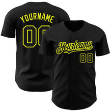 Load image into Gallery viewer, Custom Black Neon Yellow Authentic Baseball Jersey