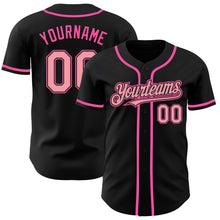 Load image into Gallery viewer, Custom Black Medium Pink-Pink Authentic Baseball Jersey