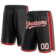 Laden Sie das Bild in den Galerie-Viewer, Custom Black White-Red Authentic Basketball Shorts