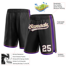 Load image into Gallery viewer, Custom Black White Old Gold-Purple Authentic Basketball Shorts
