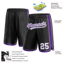 Laden Sie das Bild in den Galerie-Viewer, Custom Black White Purple-Gray Authentic Basketball Shorts