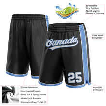 Laden Sie das Bild in den Galerie-Viewer, Custom Black White-Light Blue Authentic Basketball Shorts