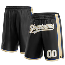 Laden Sie das Bild in den Galerie-Viewer, Custom Black White City Cream-Royal Authentic Basketball Shorts