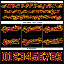 Laden Sie das Bild in den Galerie-Viewer, Custom Black Maroon-Yellow Authentic Basketball Shorts