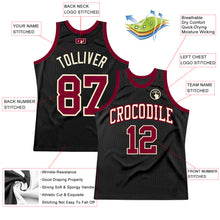 Load image into Gallery viewer, Custom Black Maroon-Cream Authentic Throwback Basketball Jersey