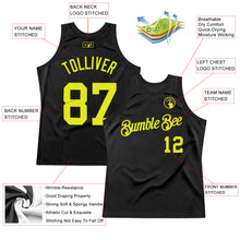 Load image into Gallery viewer, Custom Black Neon Yellow Authentic Throwback Basketball Jersey