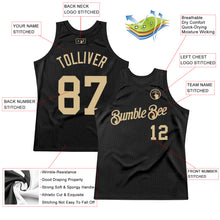 Charger l'image dans la galerie, Custom Black Vegas Gold Authentic Throwback Basketball Jersey