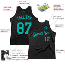 Load image into Gallery viewer, Custom Black Aqua Authentic Throwback Basketball Jersey