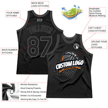 Charger l'image dans la galerie, Custom Black Steel Gray Authentic Throwback Basketball Jersey