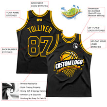 Laden Sie das Bild in den Galerie-Viewer, Custom Black Gold Authentic Throwback Basketball Jersey