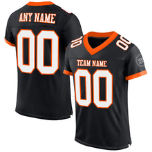 Laden Sie das Bild in den Galerie-Viewer, Custom Black White-Orange Mesh Authentic Football Jersey