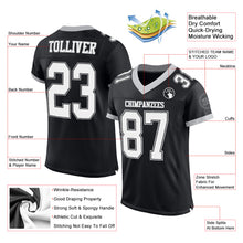 Load image into Gallery viewer, Custom Black White-Gray Mesh Authentic Football Jersey