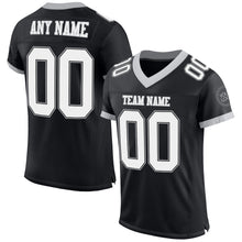 Load image into Gallery viewer, Custom Black White-Gray Mesh Authentic Football Jersey