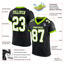Load image into Gallery viewer, Custom Black White-Neon Green Mesh Authentic Football Jersey
