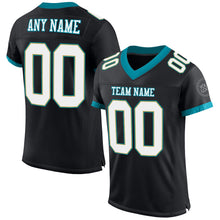 Charger l'image dans la galerie, Custom Black White-Teal Mesh Authentic Football Jersey