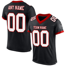 Laden Sie das Bild in den Galerie-Viewer, Custom Black White-Red Mesh Authentic Football Jersey