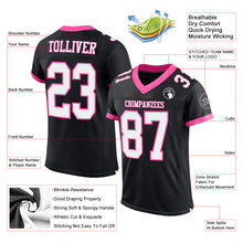 Laden Sie das Bild in den Galerie-Viewer, Custom Black White-Pink Mesh Authentic Football Jersey