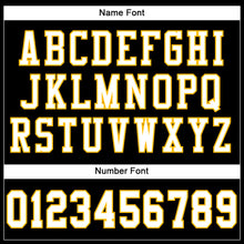 Load image into Gallery viewer, Custom Black White-Gold Mesh Authentic Football Jersey