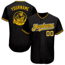 Load image into Gallery viewer, Custom Black Gold-White Authentic Baseball Jersey
