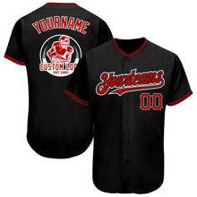 Charger l'image dans la galerie, Custom Black Red-White Authentic Baseball Jersey