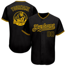 Load image into Gallery viewer, Custom Black Gold Authentic Baseball Jersey
