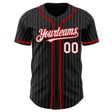 Загрузить изображение в средство просмотра галереи, Custom Black White Pinstripe Red Authentic Baseball Jersey