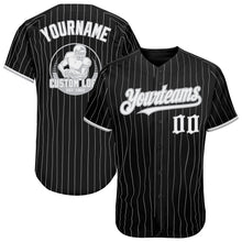 Загрузить изображение в средство просмотра галереи, Custom Black Gray Pinstripe White Authentic Baseball Jersey