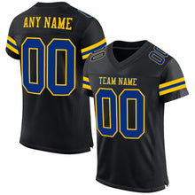 Charger l'image dans la galerie, Custom Black Royal-Yellow Mesh Authentic Football Jersey