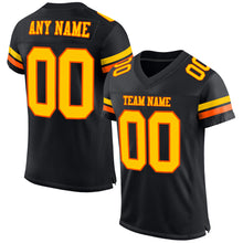 Laden Sie das Bild in den Galerie-Viewer, Custom Black Yellow-Orange Mesh Authentic Football Jersey