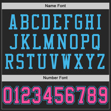 Load image into Gallery viewer, Custom Black Pink-Sky Blue Mesh Authentic Football Jersey
