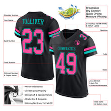 Load image into Gallery viewer, Custom Black Pink-Aqua Mesh Authentic Football Jersey