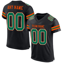 Load image into Gallery viewer, Custom Black Kelly Green-Orange Mesh Authentic Football Jersey