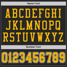 Load image into Gallery viewer, Custom Black Gold-White Mesh Authentic Football Jersey