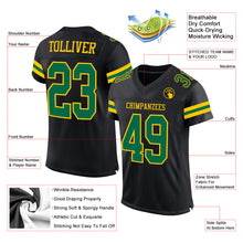 Load image into Gallery viewer, Custom Black Kelly Green-Yellow Mesh Authentic Football Jersey